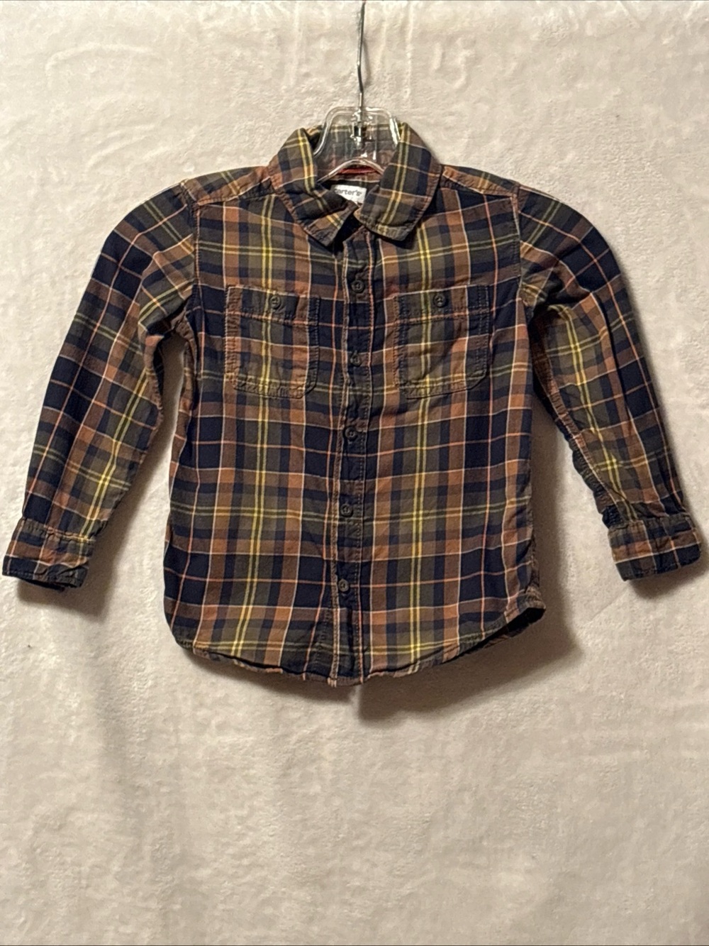 Carter's Navy, Brown & Yellow Plaid Button-Up Shirt